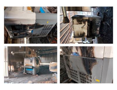 Fire Affected Stock of Machines